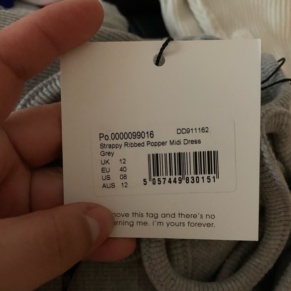 Missguided Strappy Ribbed Popper Midi Dress in Grey - Picture 9 of 11